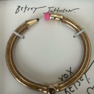 Betsey Johnson Gold Pencil-Style Bangle with Pink Eraser Accent